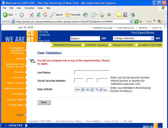 User Validation