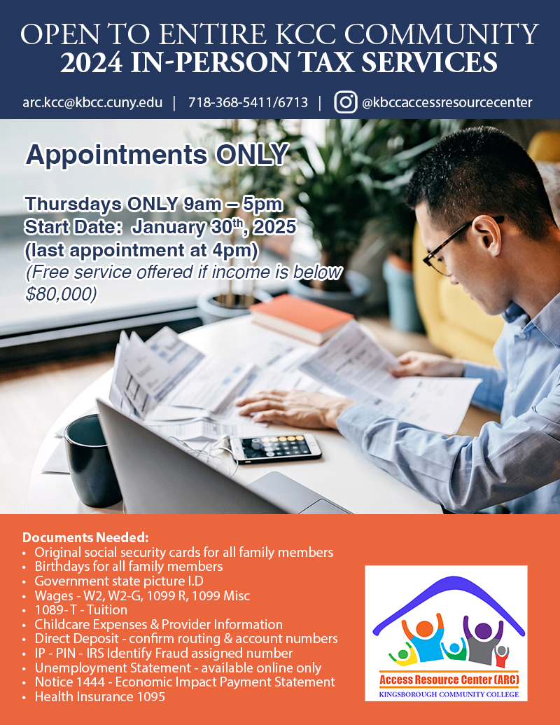 2024 In-Person Tax Services flyer
