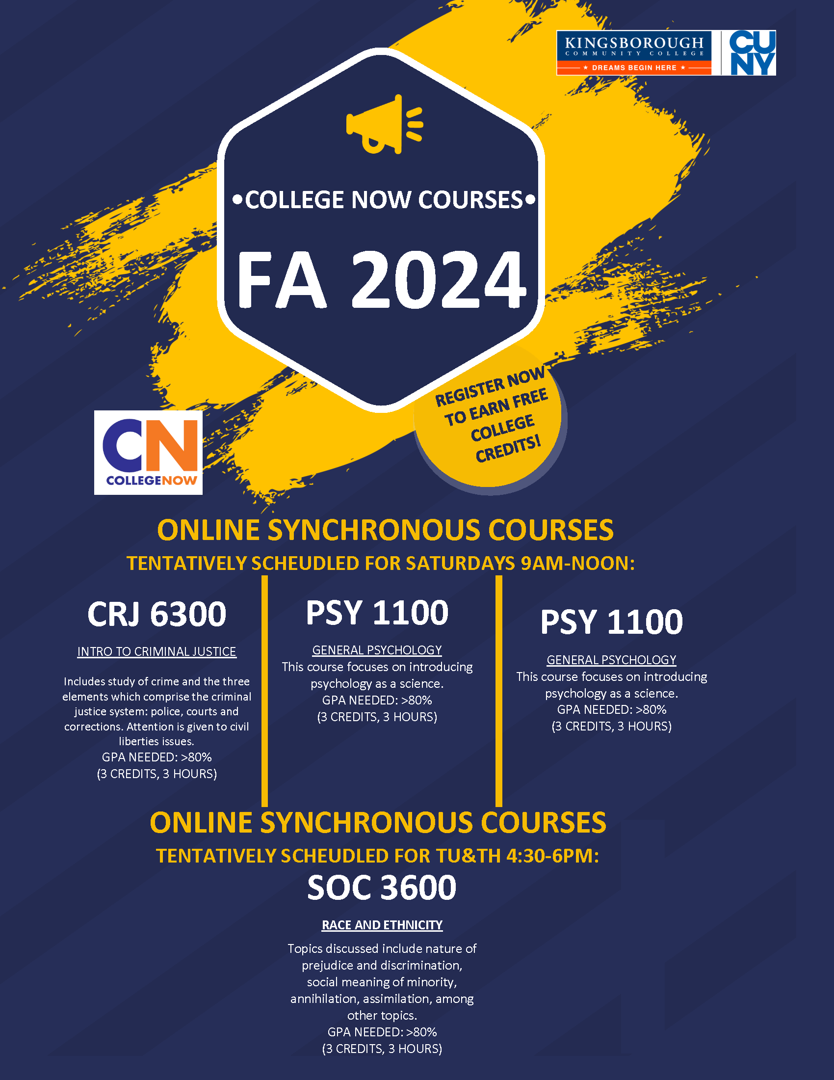College Now Fall 2024 Courses