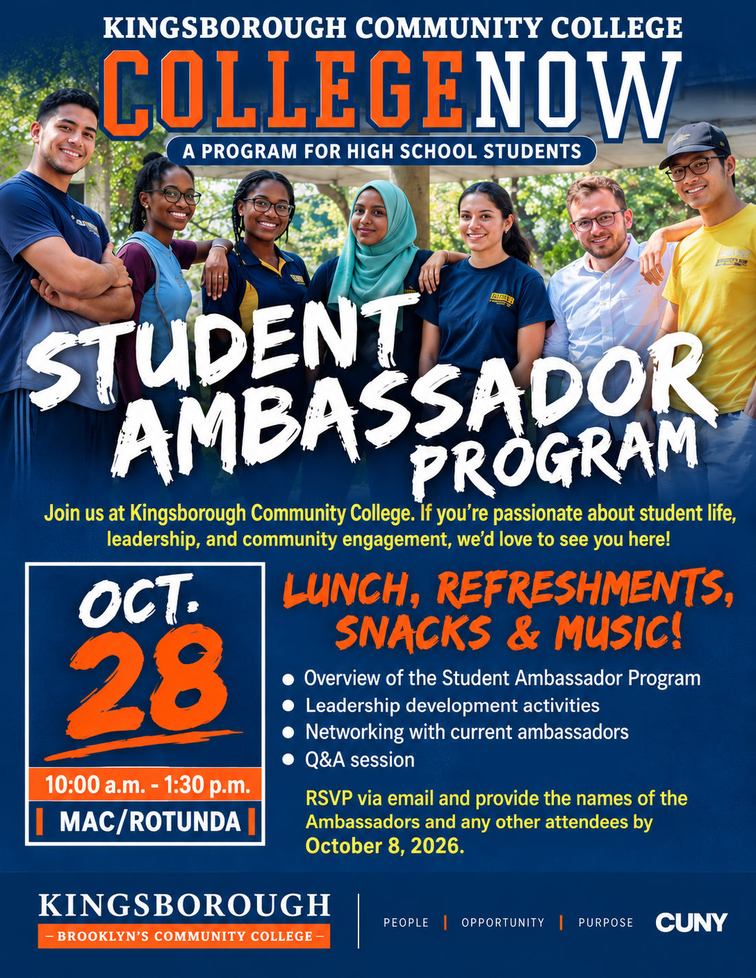 Student Ambassador Program October 28th Event Flyer