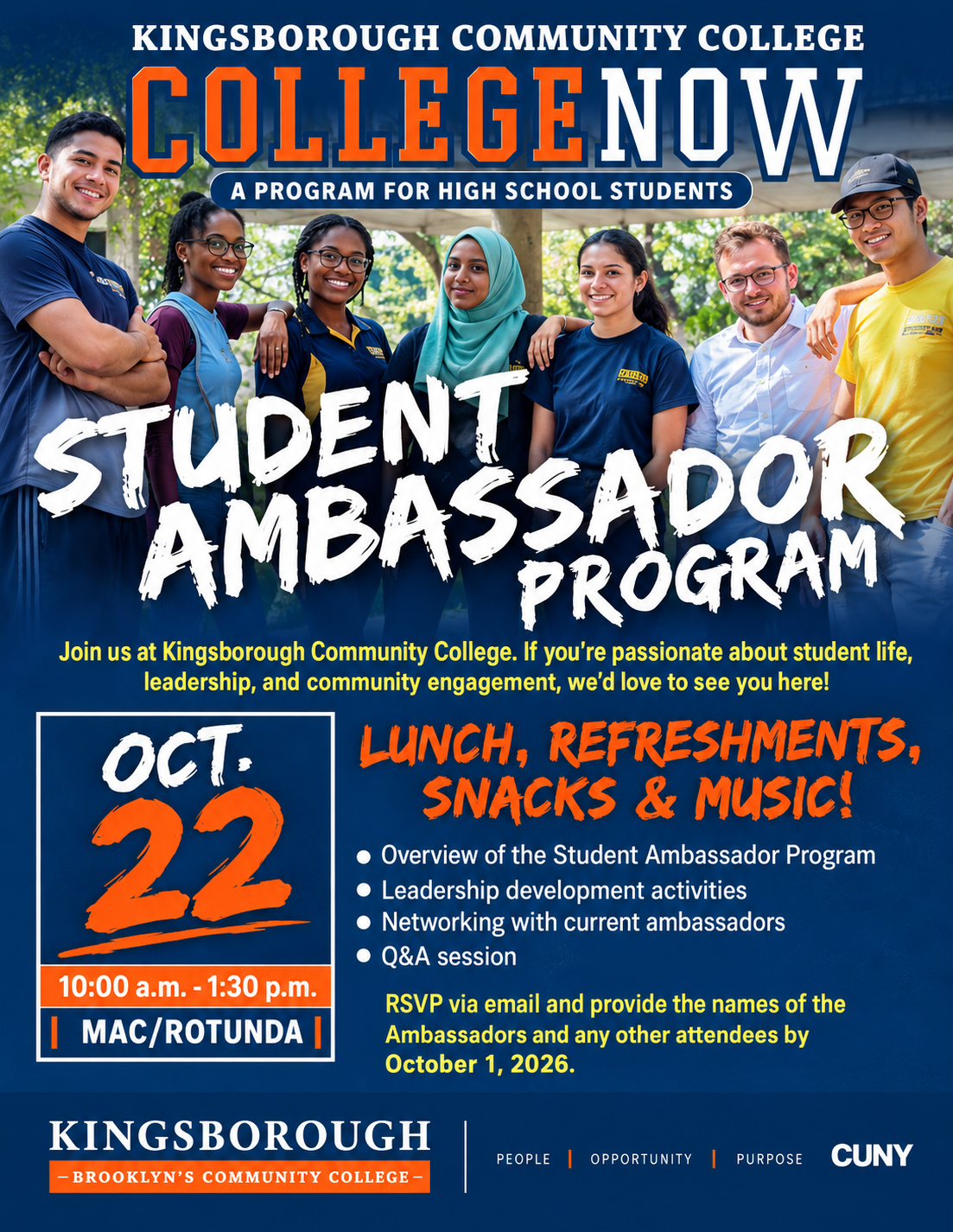 Student Ambassador Program October 22nd Event Flyer