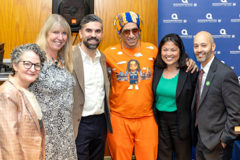 President Suri Duitch, Deputy Mayor for Economic Justice Julie Su, MOME Commissioner Rafael Espinal, SBS Commissioner Kenny Minaya, QCC President Christine Mangino, and special guest Kid Capri . 