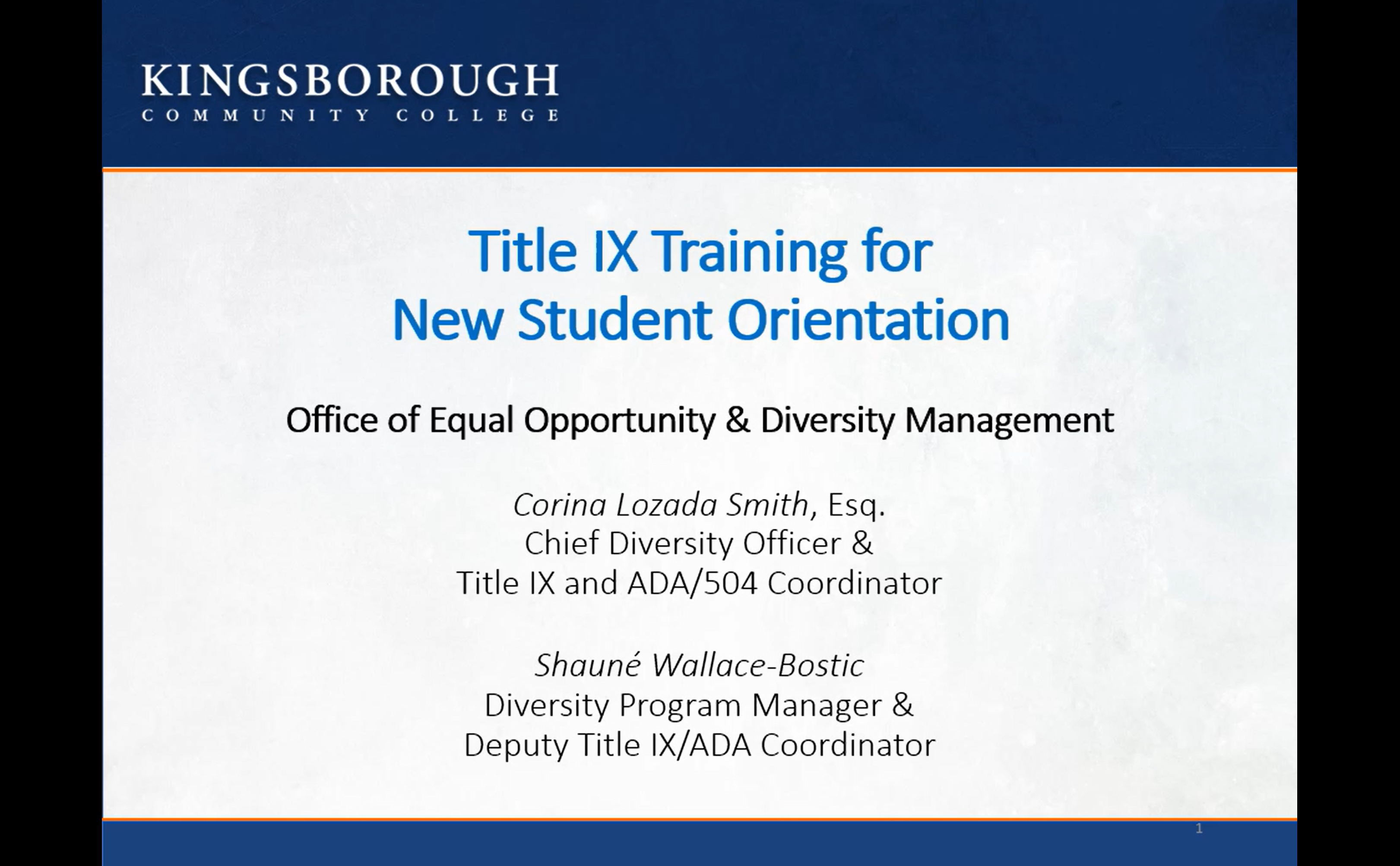 Title IX Training for New Student Orientation